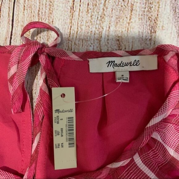 NWT Madewell Pink Plaid Babydoll Dress Size Small - Picture 4 of 14